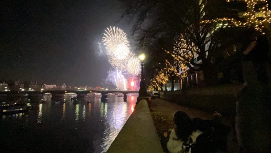 Fireworks watched by the river Thames by Nadia Clarke